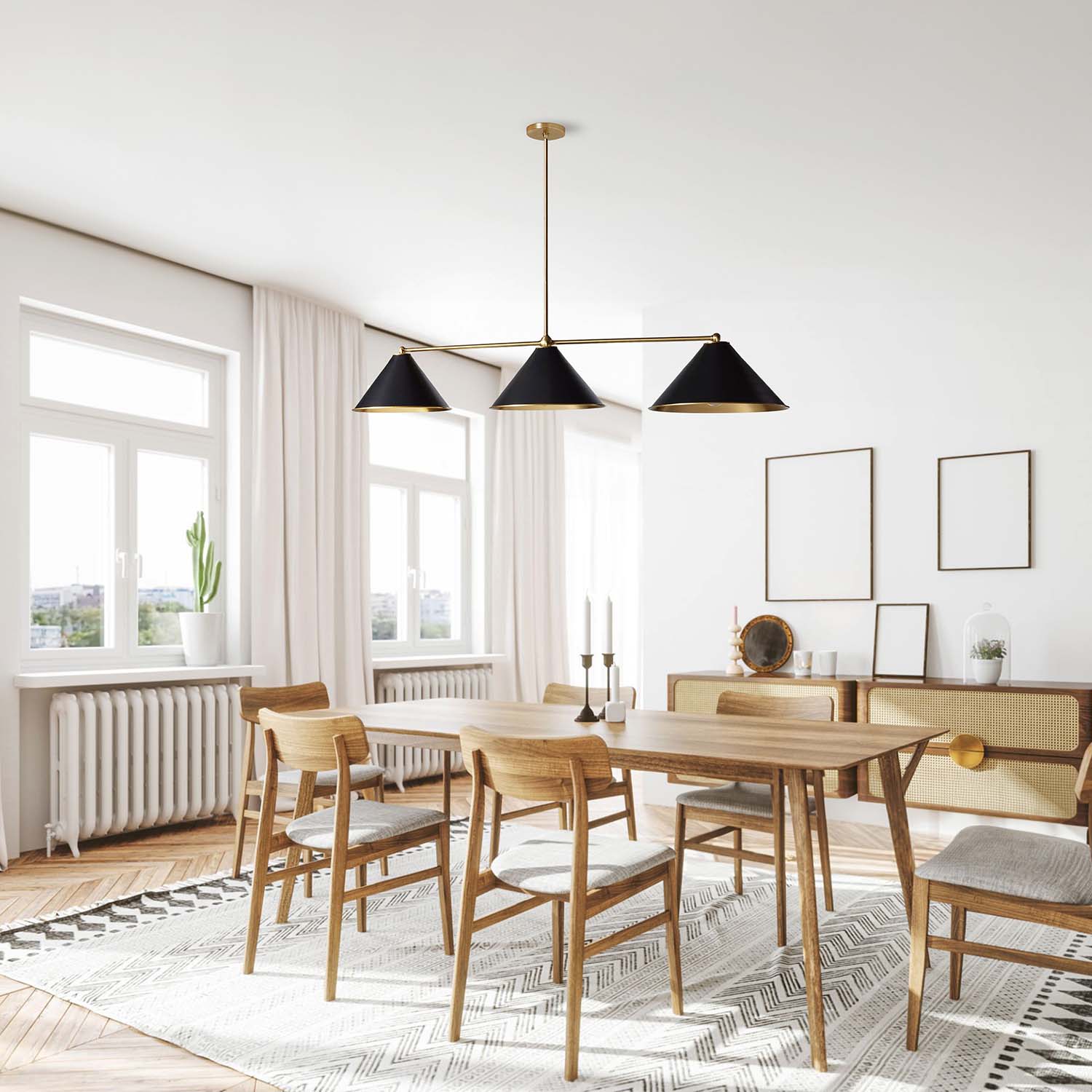 Liora Black Three Light Pendant