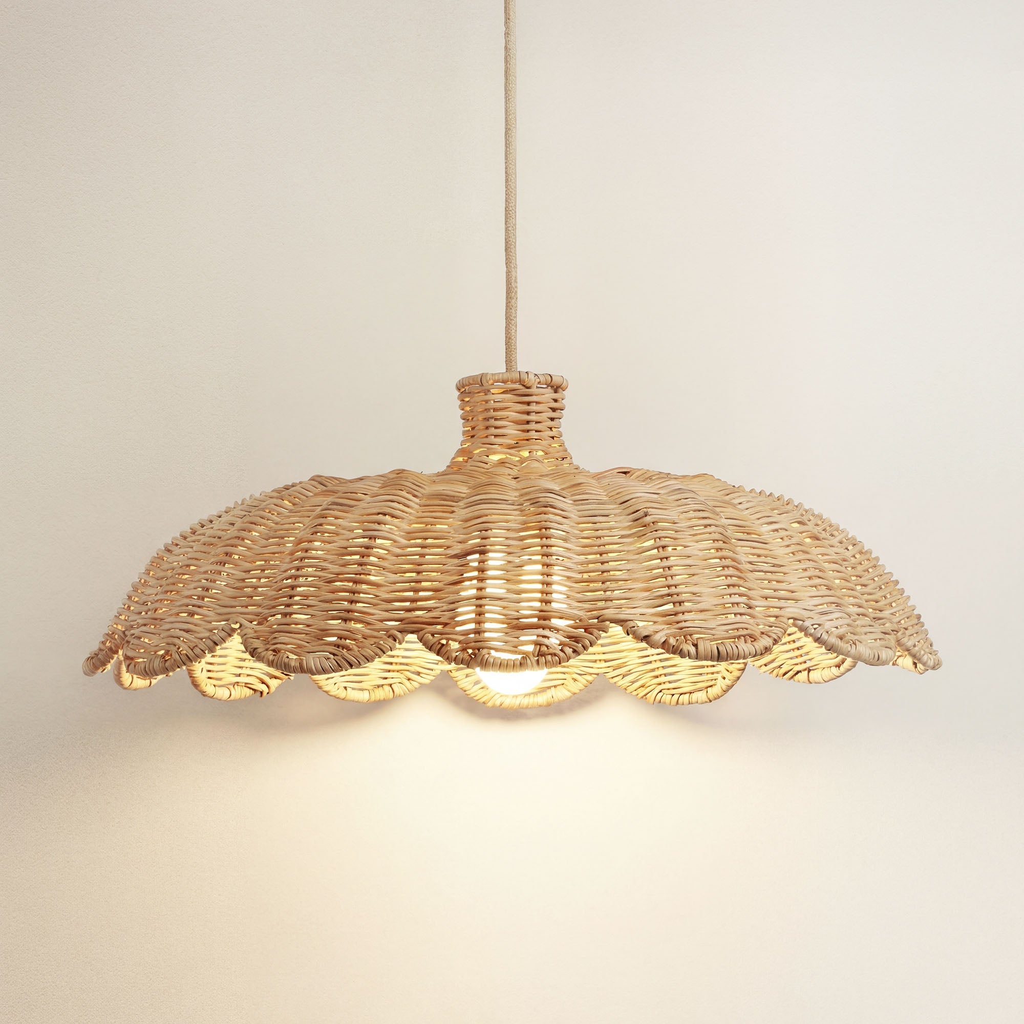 cover aurelia wicker rattan pendant light fixture, on