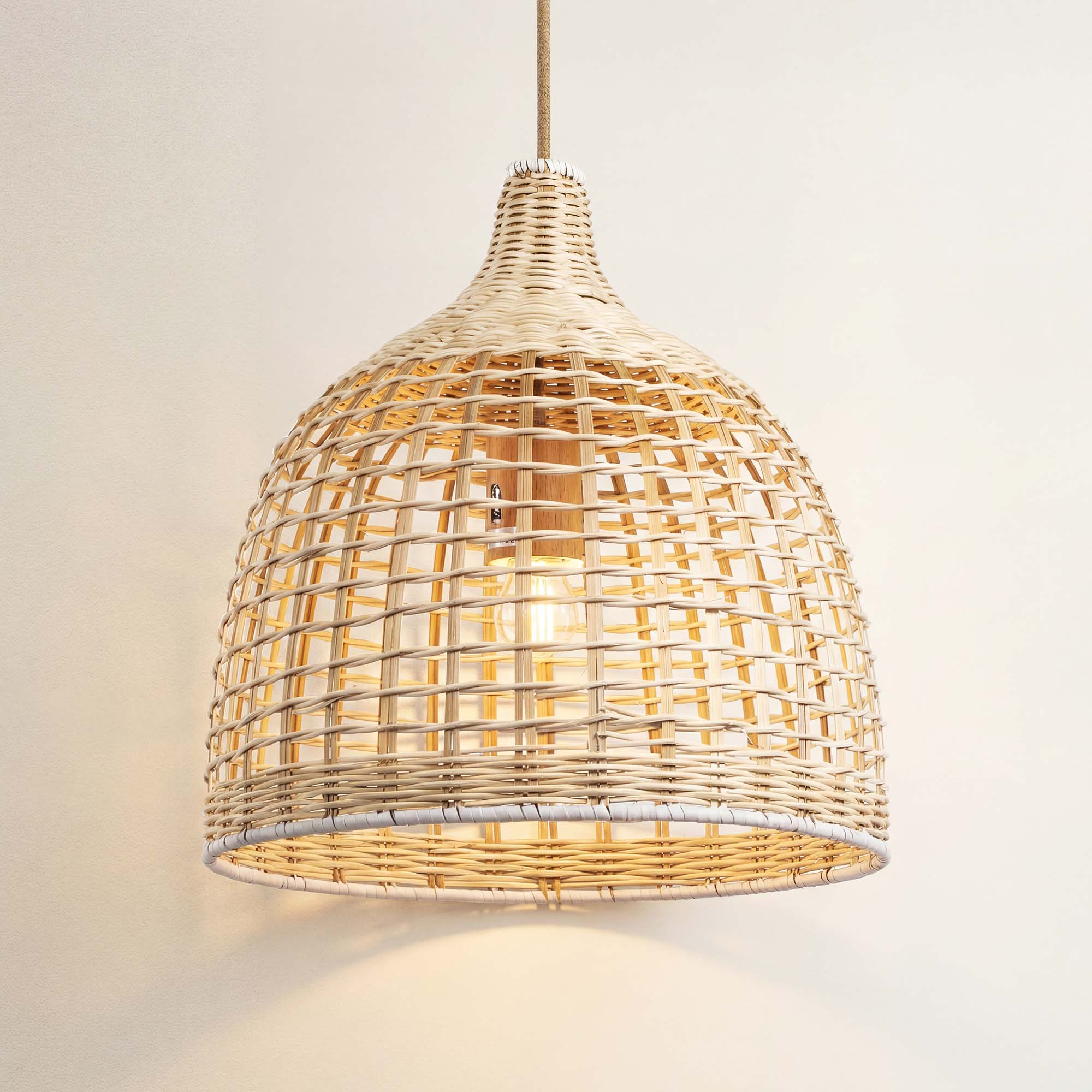 cover ellie woven rattan pendant light, on