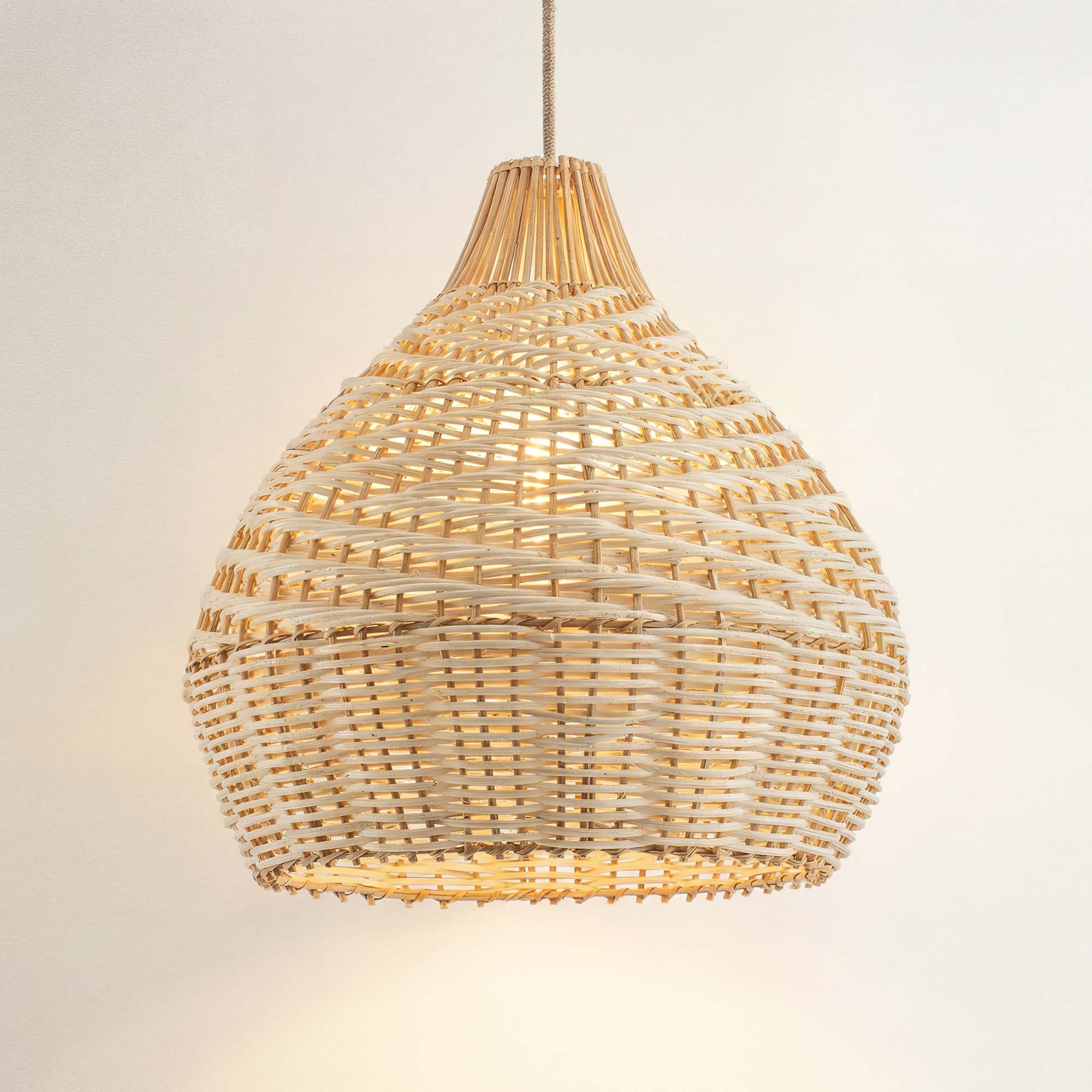 cover grandeur woven rattan pendant light, on