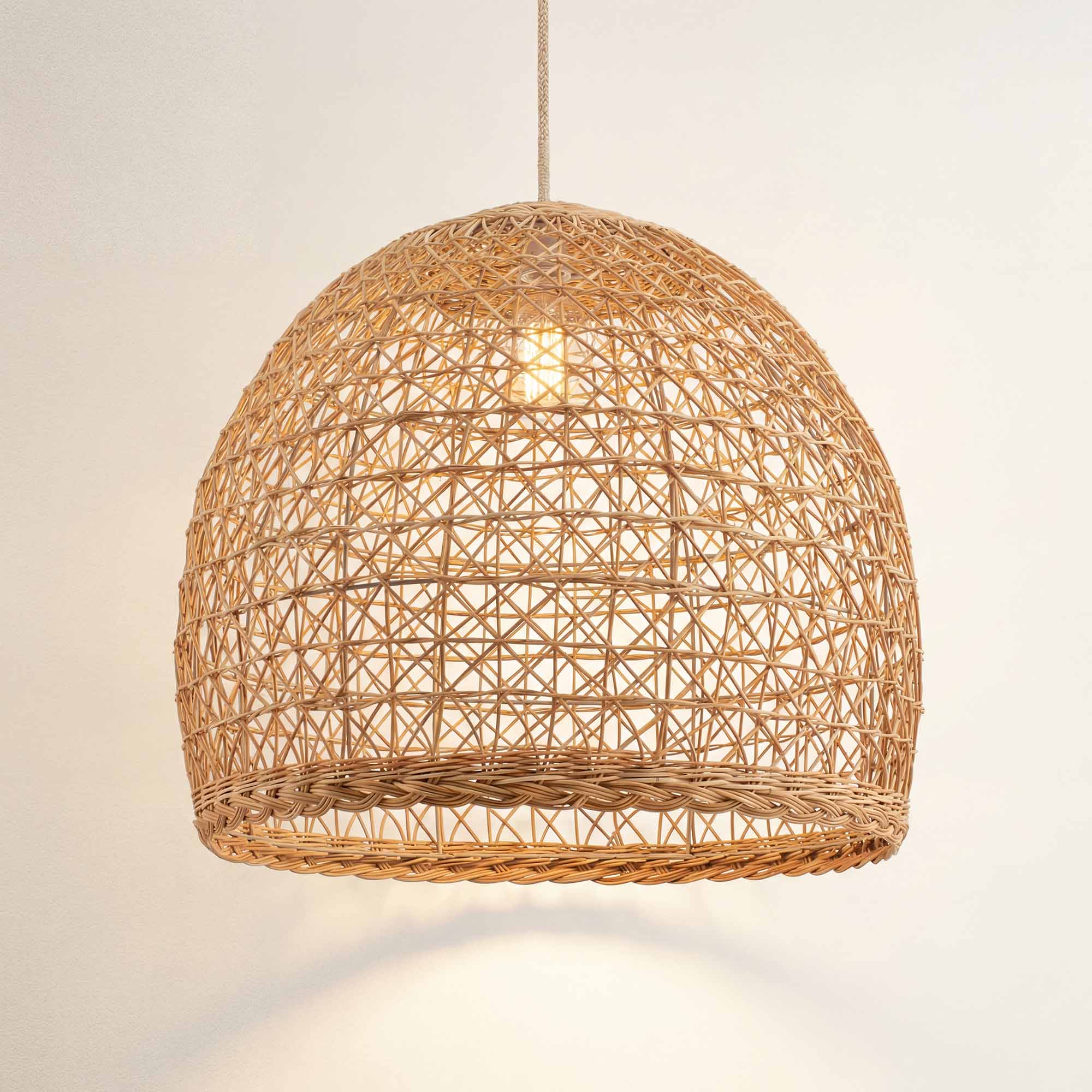 cover lumiere woven rattan pendant light on