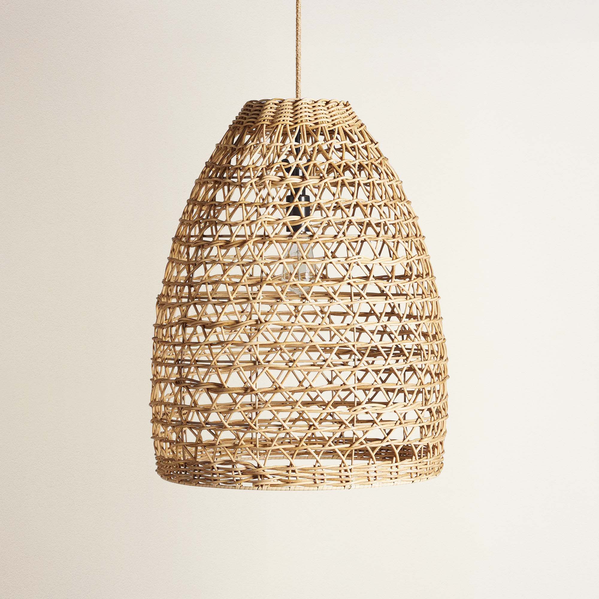 cover mazed lace woven rattan pendant light off