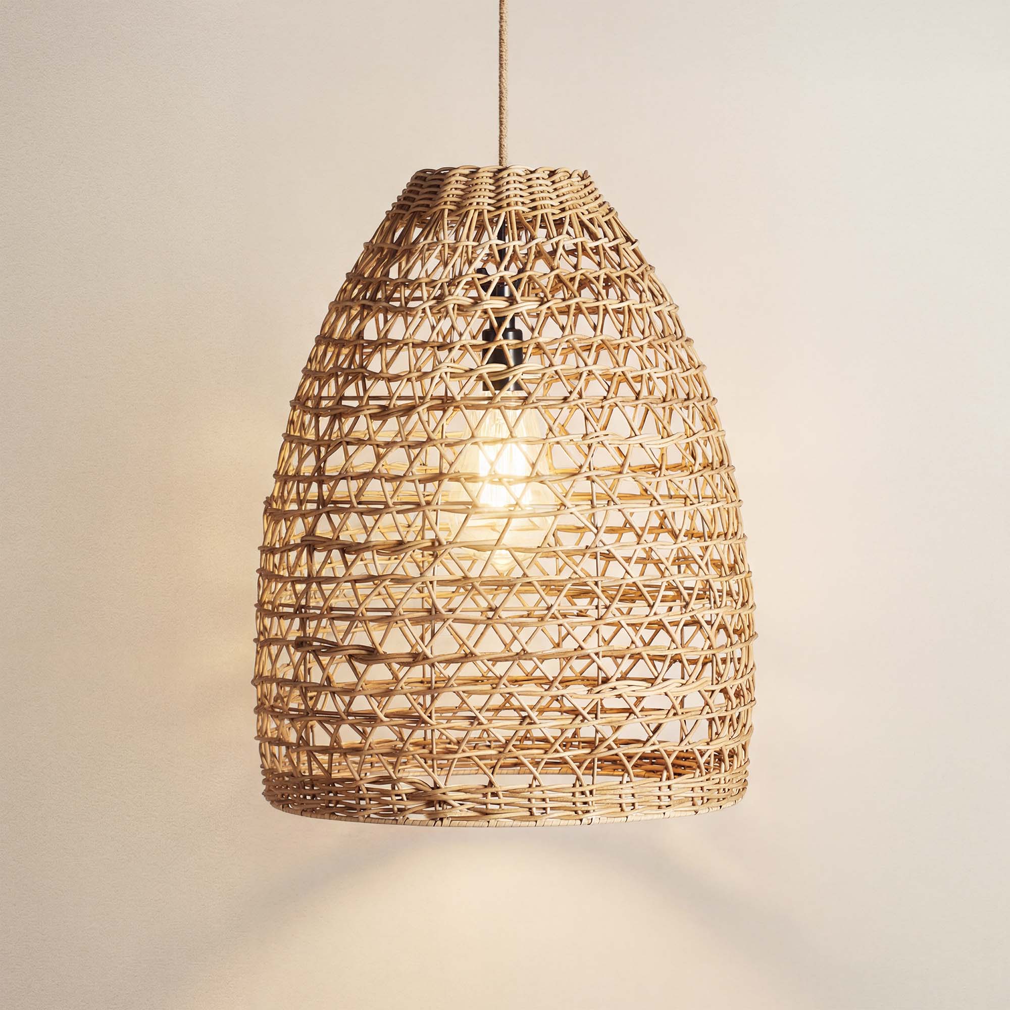 cover mazed lace woven rattan pendant light on