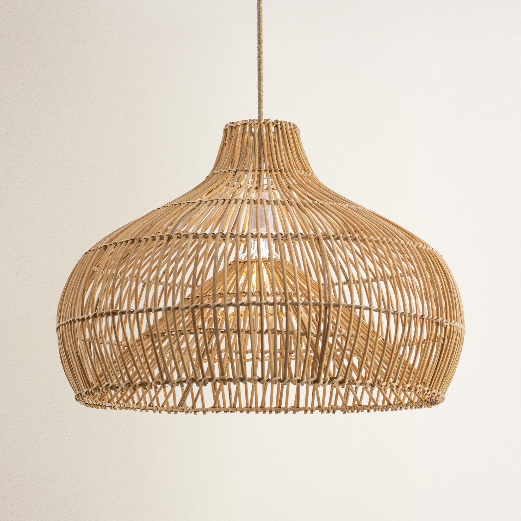 cover oceania cone woven rattan pendant light off