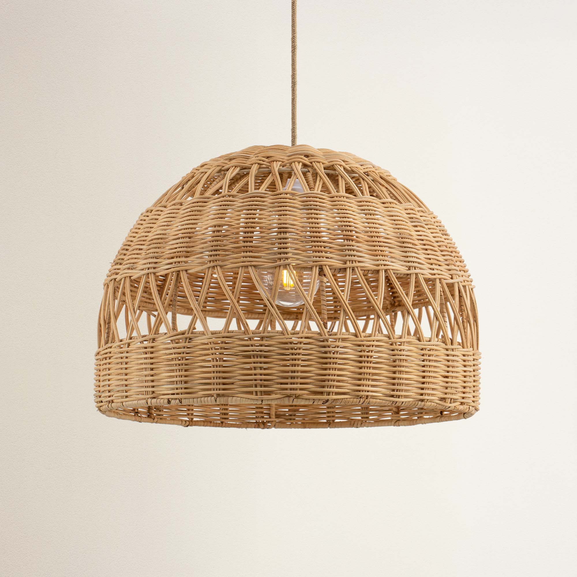 cover radiant wicker rattan pendant light, off