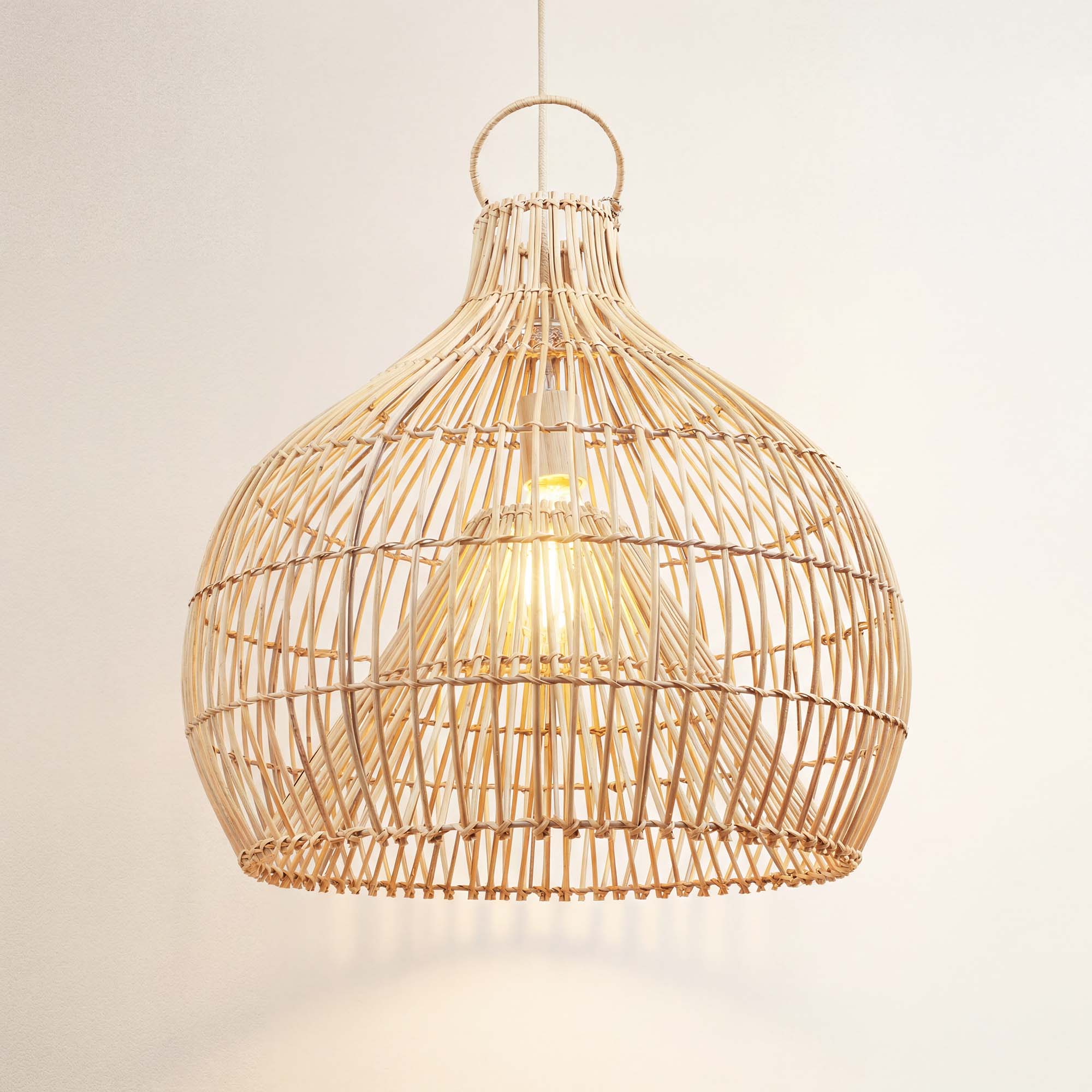 cover serena wicker rattan pendant light, on
