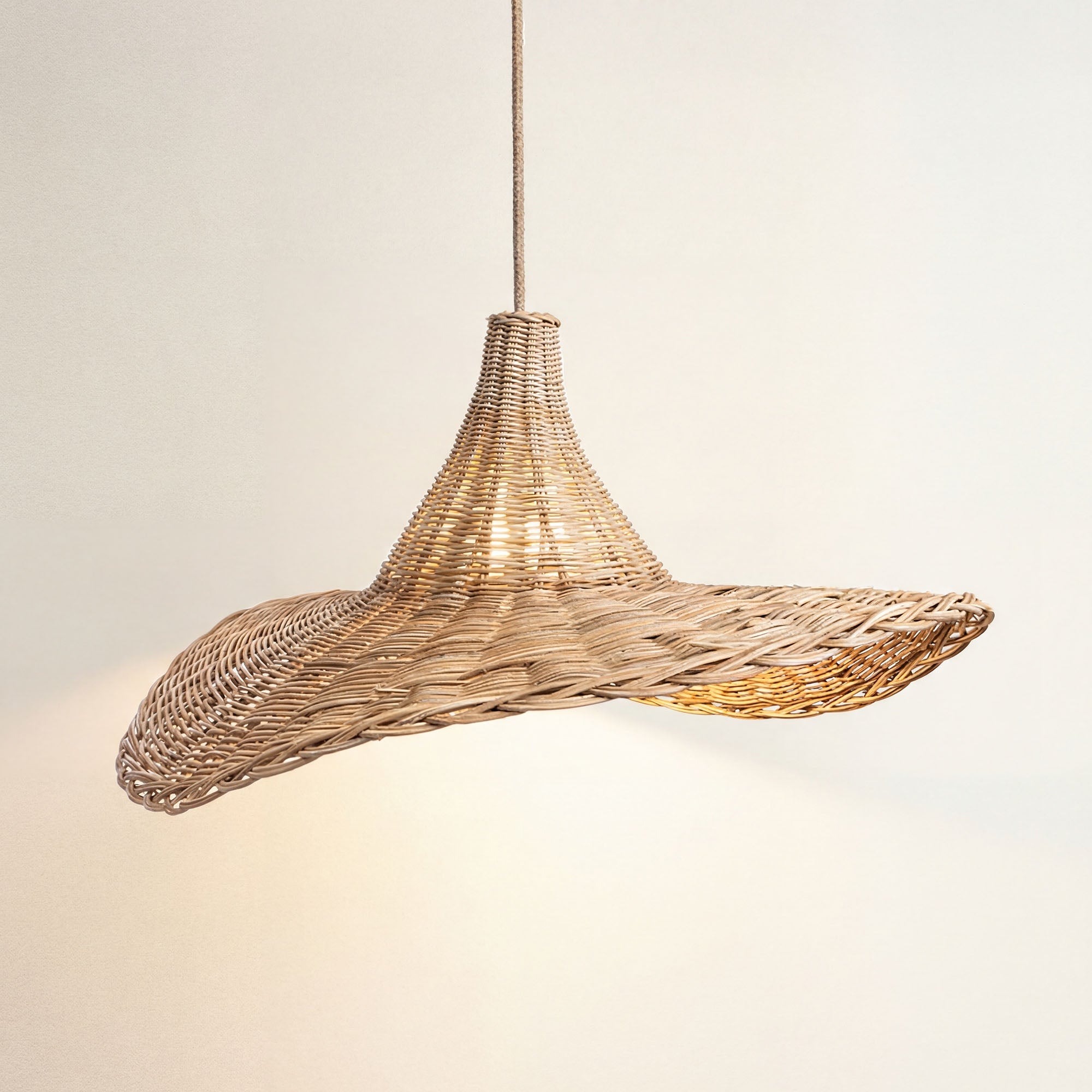 cover zen rattan pendant light with woven design, on