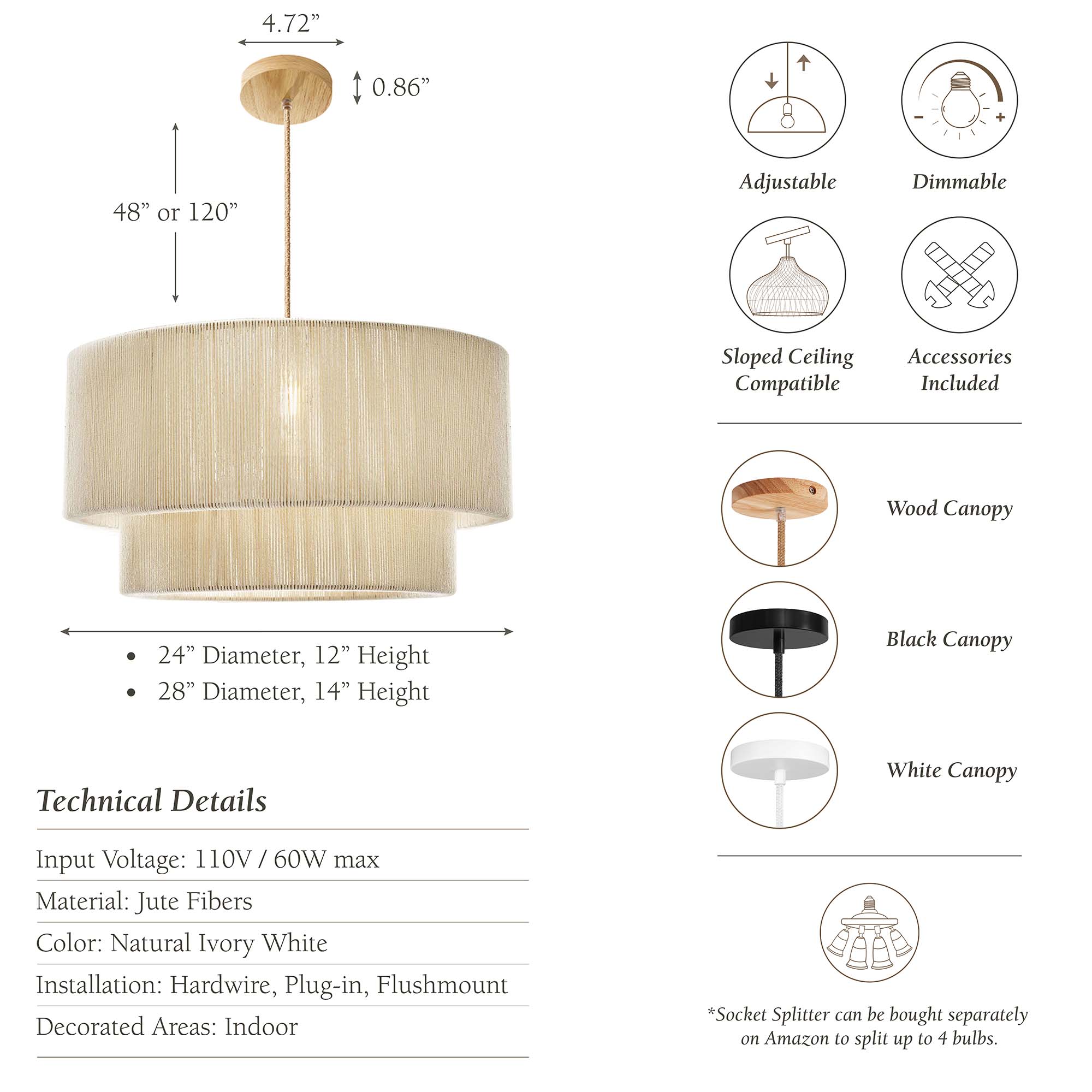 Luminous White Rattan Pendant Light