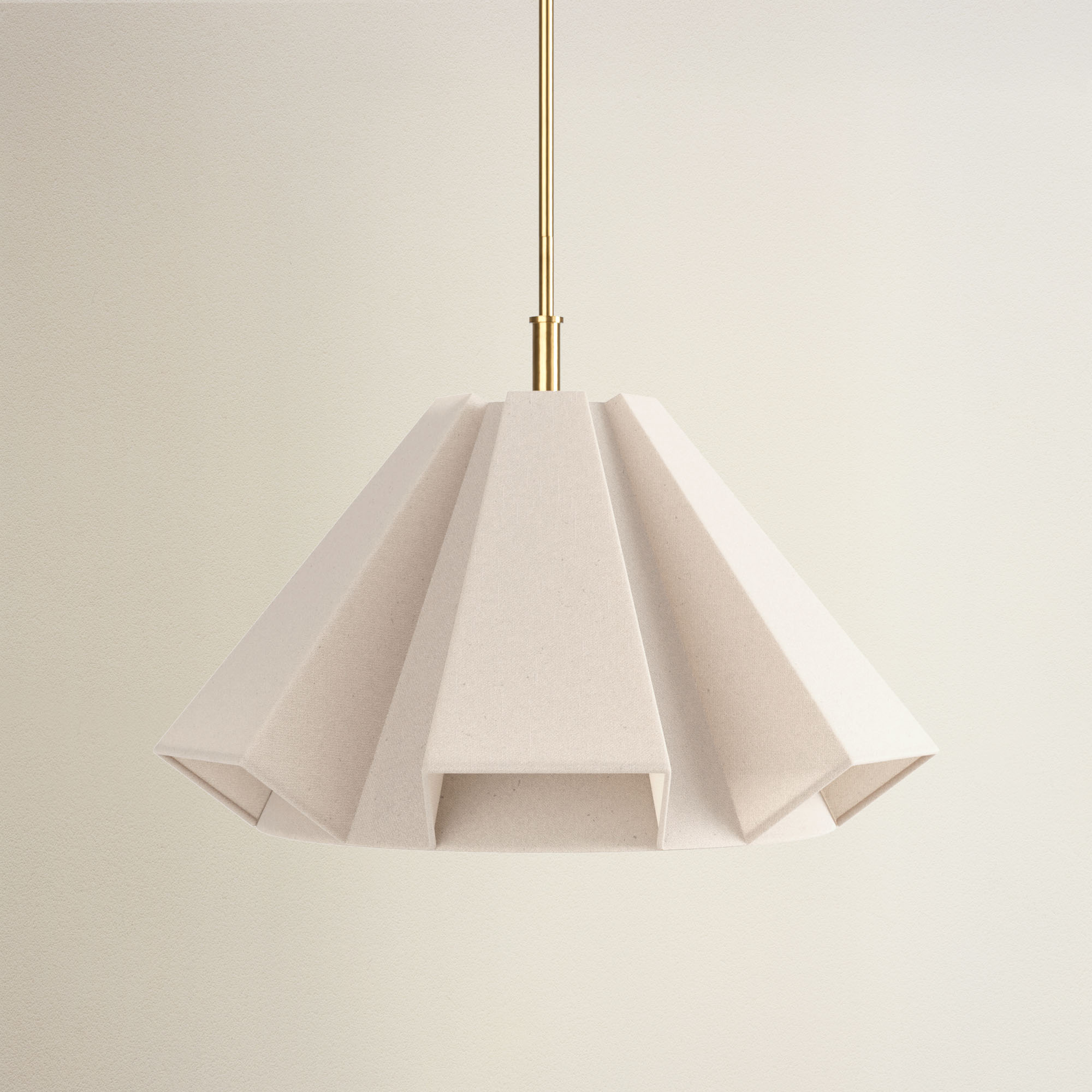 geometric linen pendant light with beige lampshade, off
