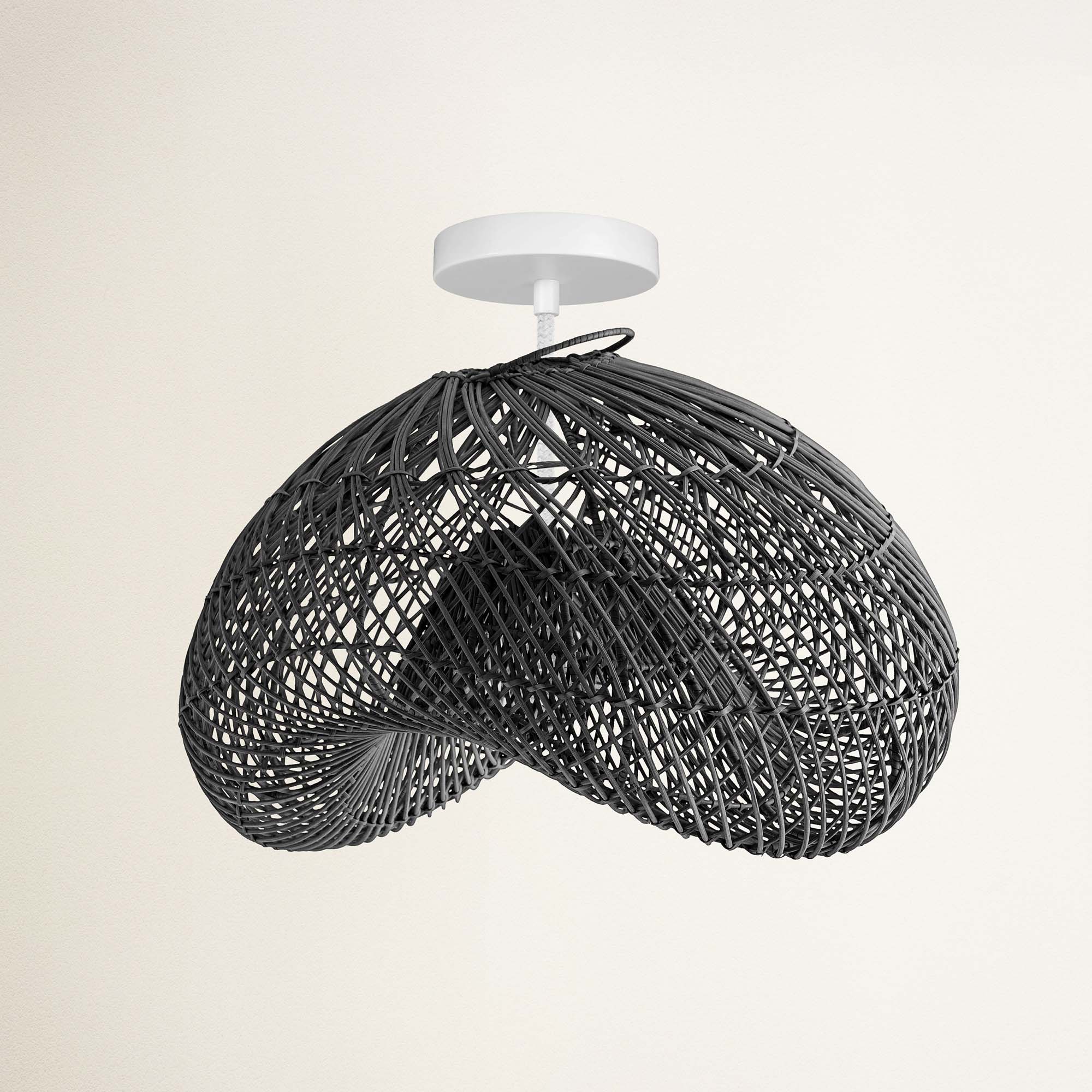 Sepherina Black Rattan Flush Mount Light
