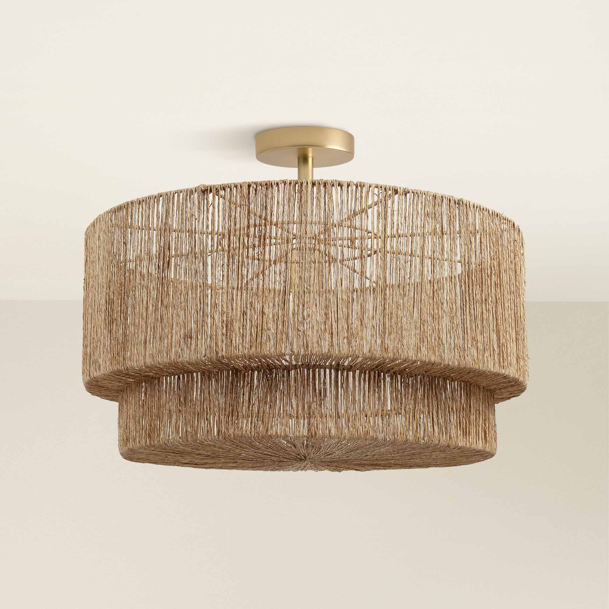 luminous lace flush mount ceiling light fixture with woven design, off