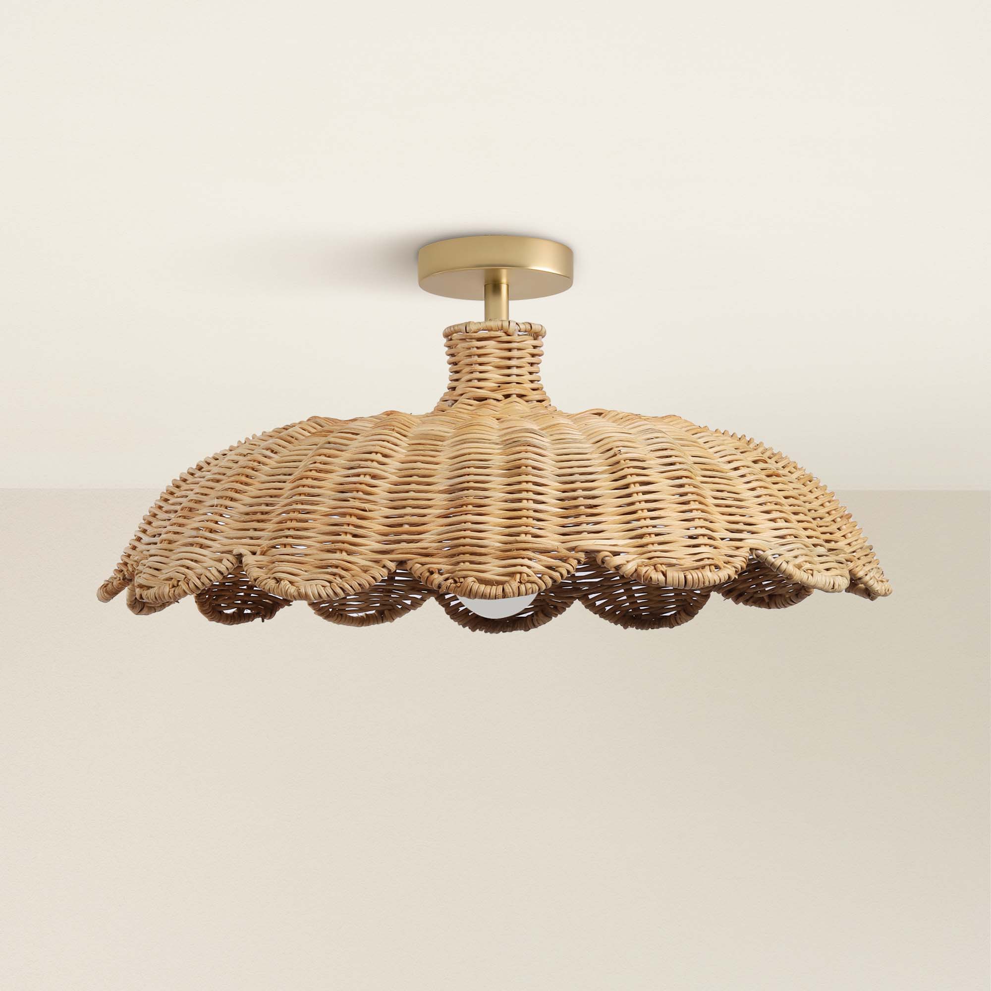 rowabi aurelia rattan pendant light flush mount, off