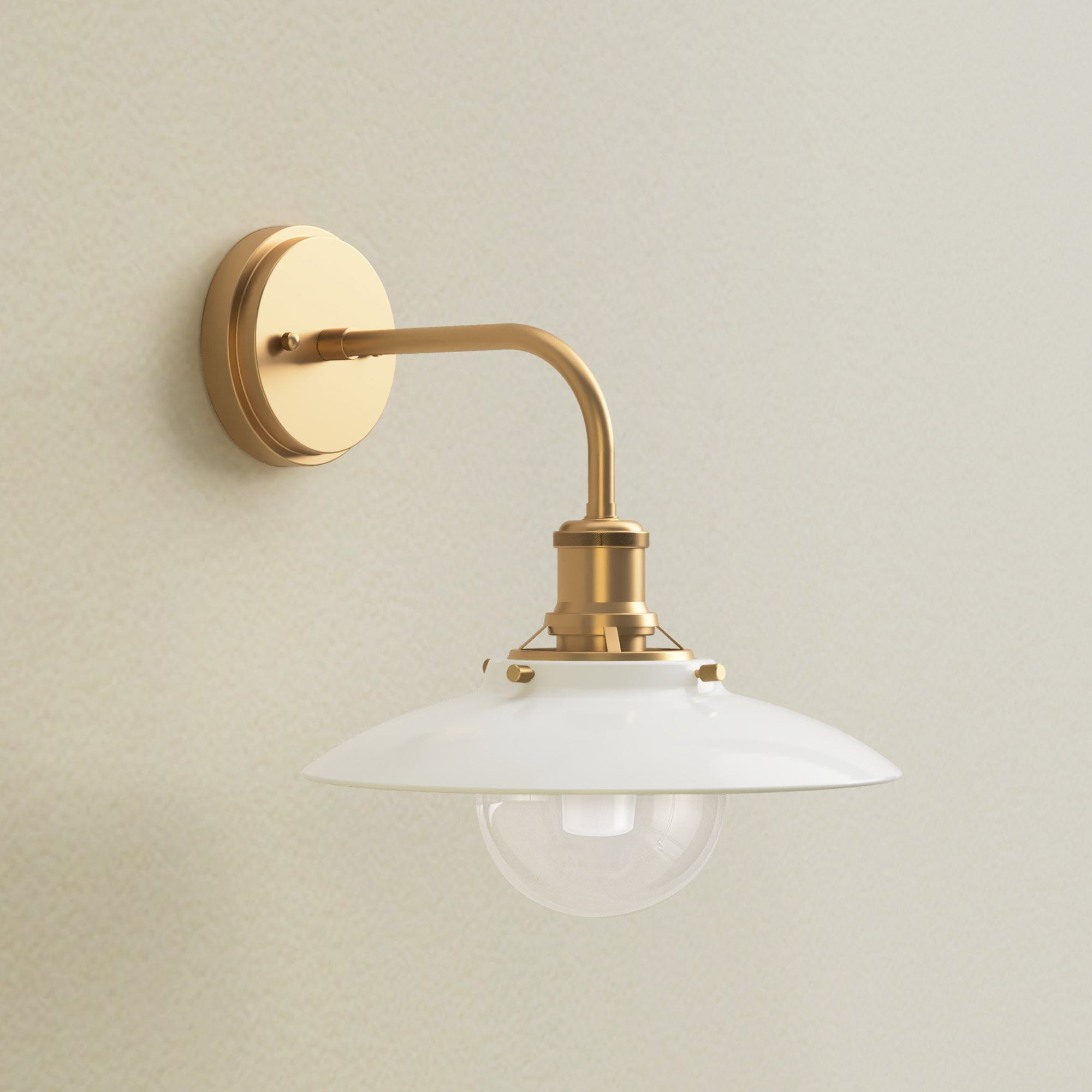 rowabi lanesra sconce brass with white glass shade