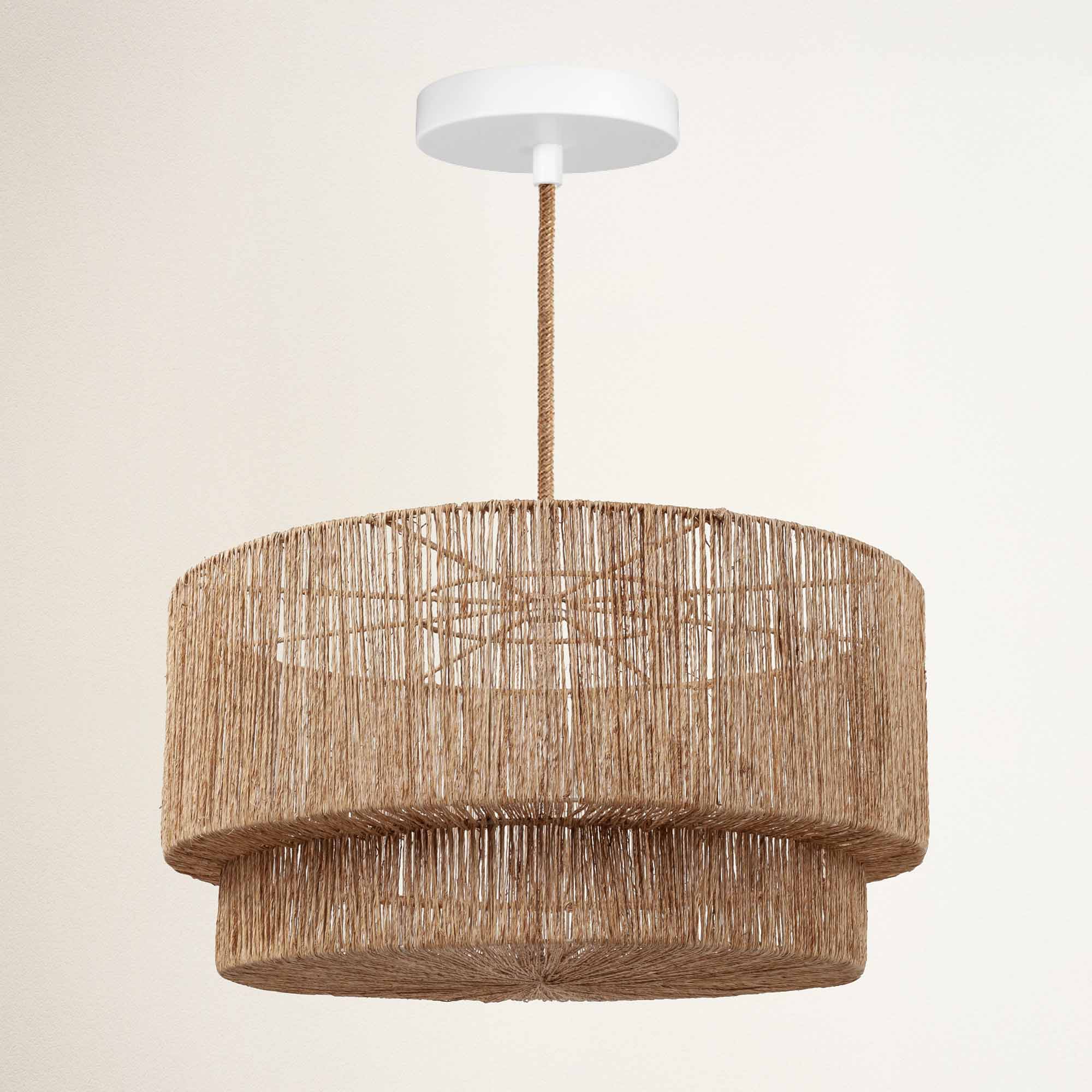 rowabi outdoor luminous hardwire natural woven pendant light with natural brown shade