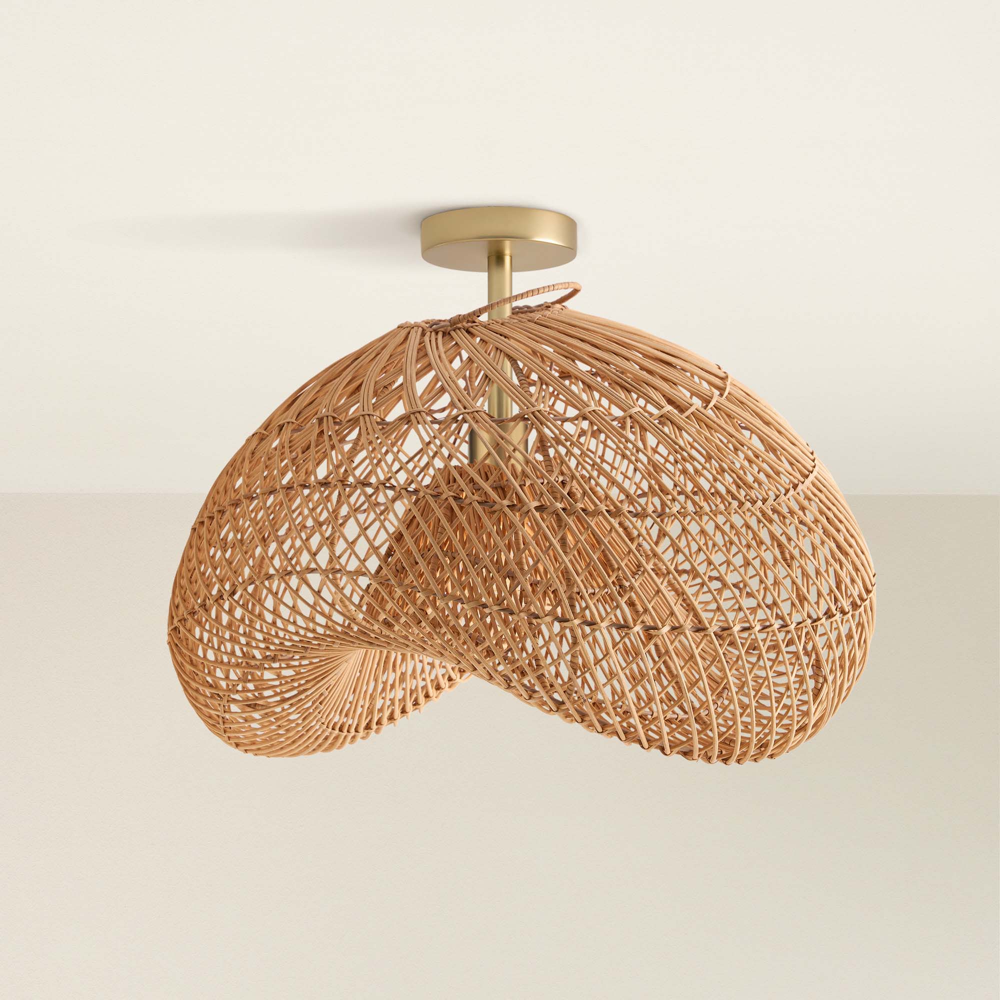 sepherina rattan flush mount ceiling light fixture, off