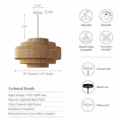 Outdoor Starry Rattan Pendant Light