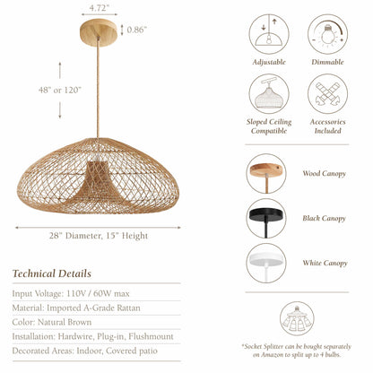 Abyssal Rattan Pendant Light