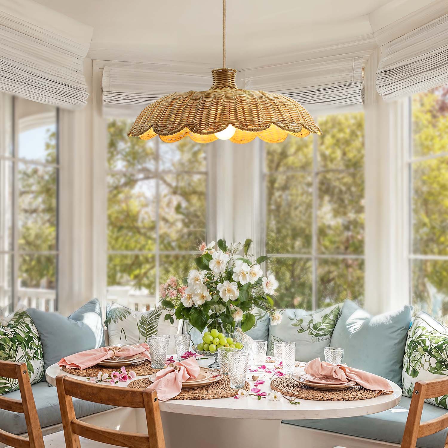 aurelia natural rattan pendant light for dining room