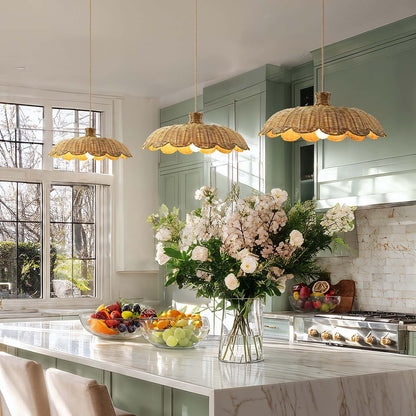 aurelia natural rattan pendant light for kitchen island