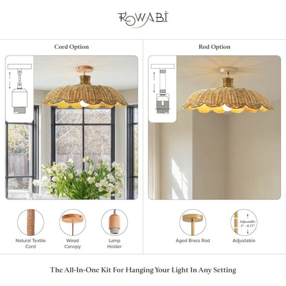 Aurelia Rattan Flush Mount Light