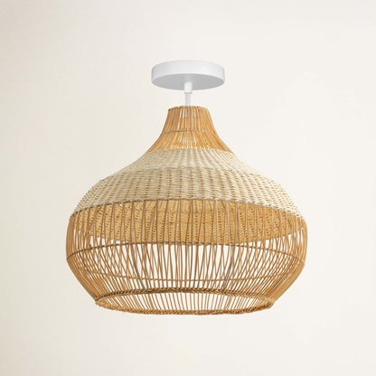 Beatrice Rattan Flush Mount Light