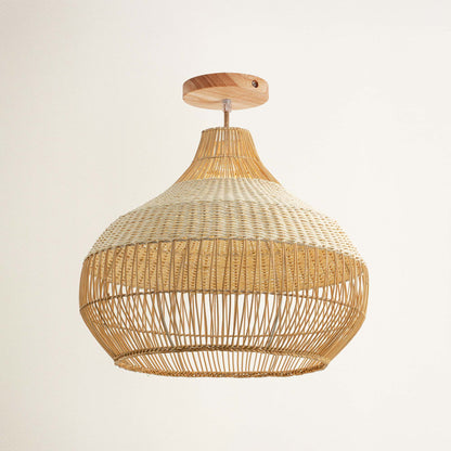 Beatrice Rattan Flush Mount Light