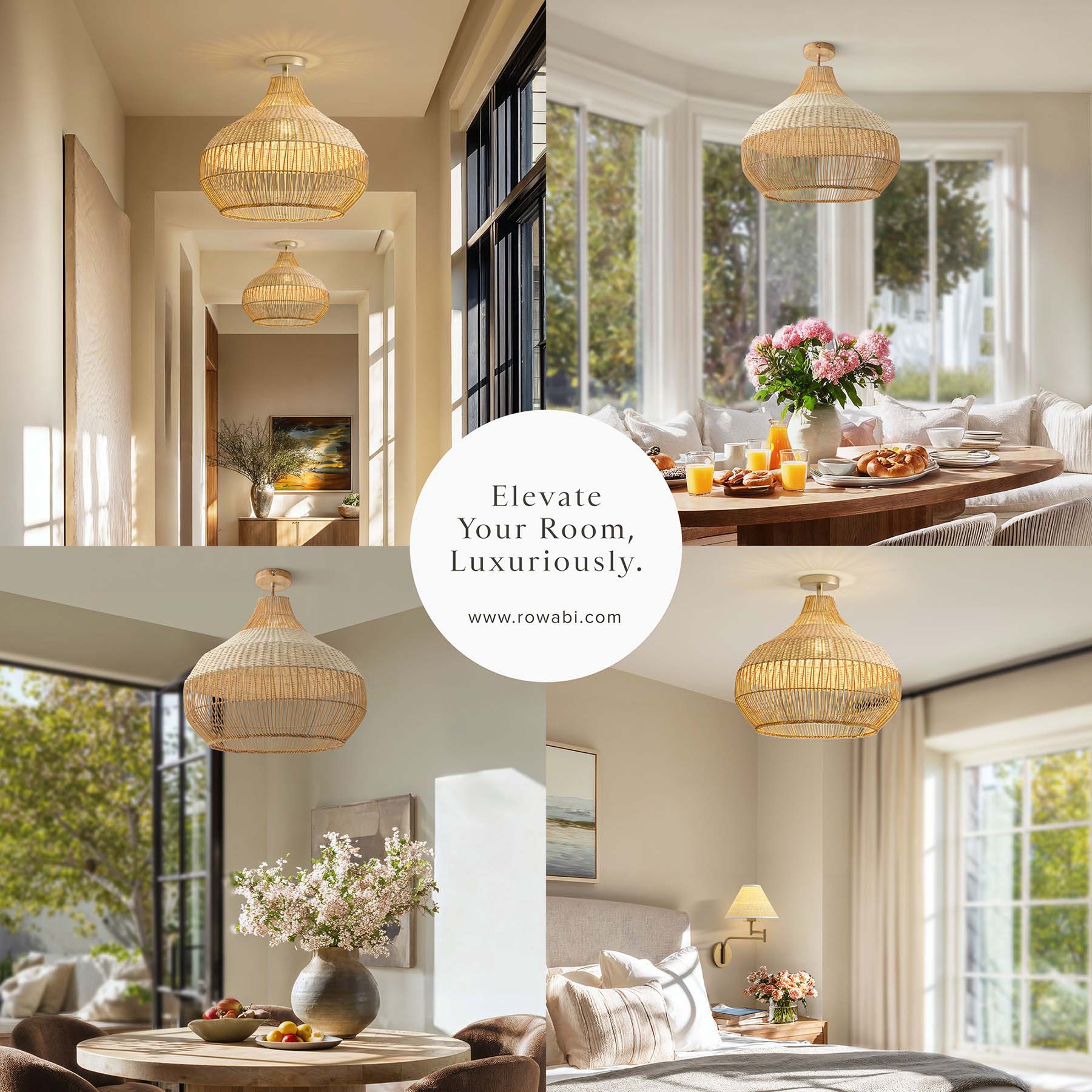 beatrice rattan pendant light flush mount for living room with woven pendant lights