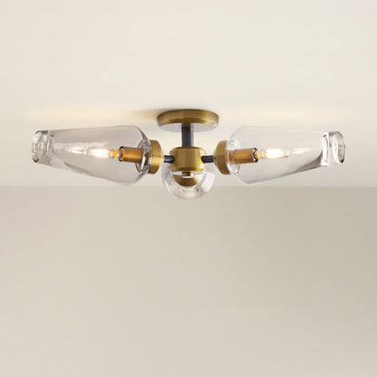 cadenza flush mount ceiling light fixture with glass shades, on