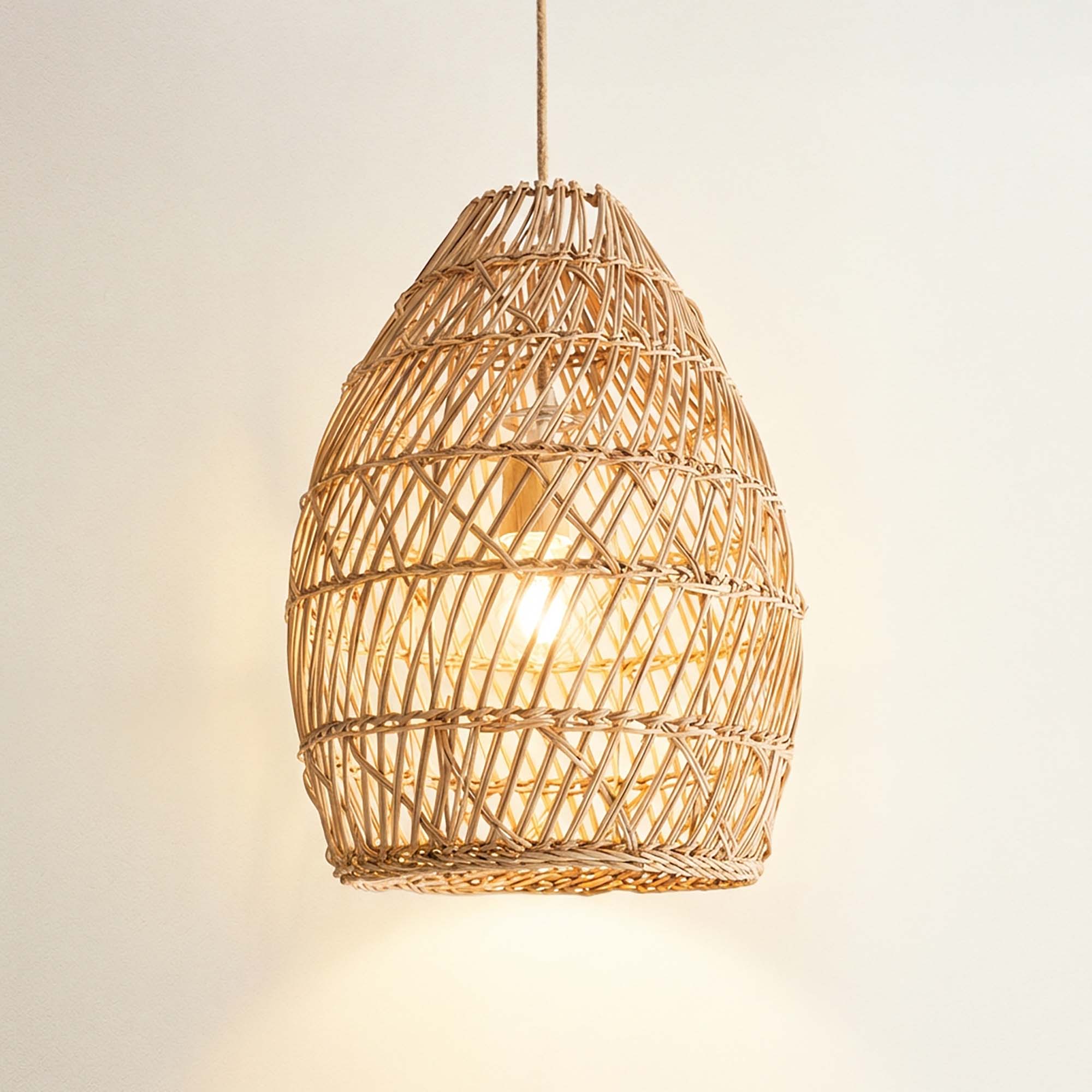 cover callie woven rattan pendant light, on