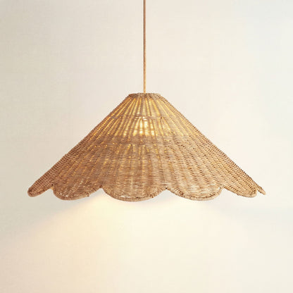 cover daisy woven rattan pendant light, on