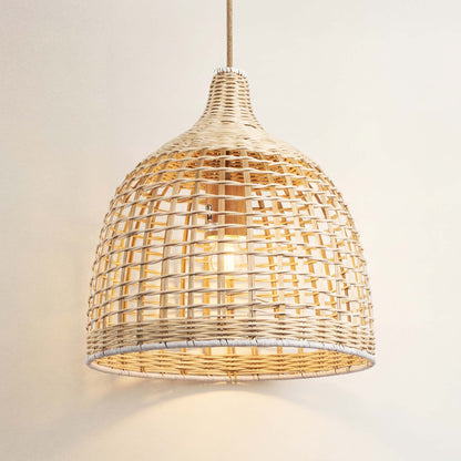 cover ellie woven rattan pendant light, on