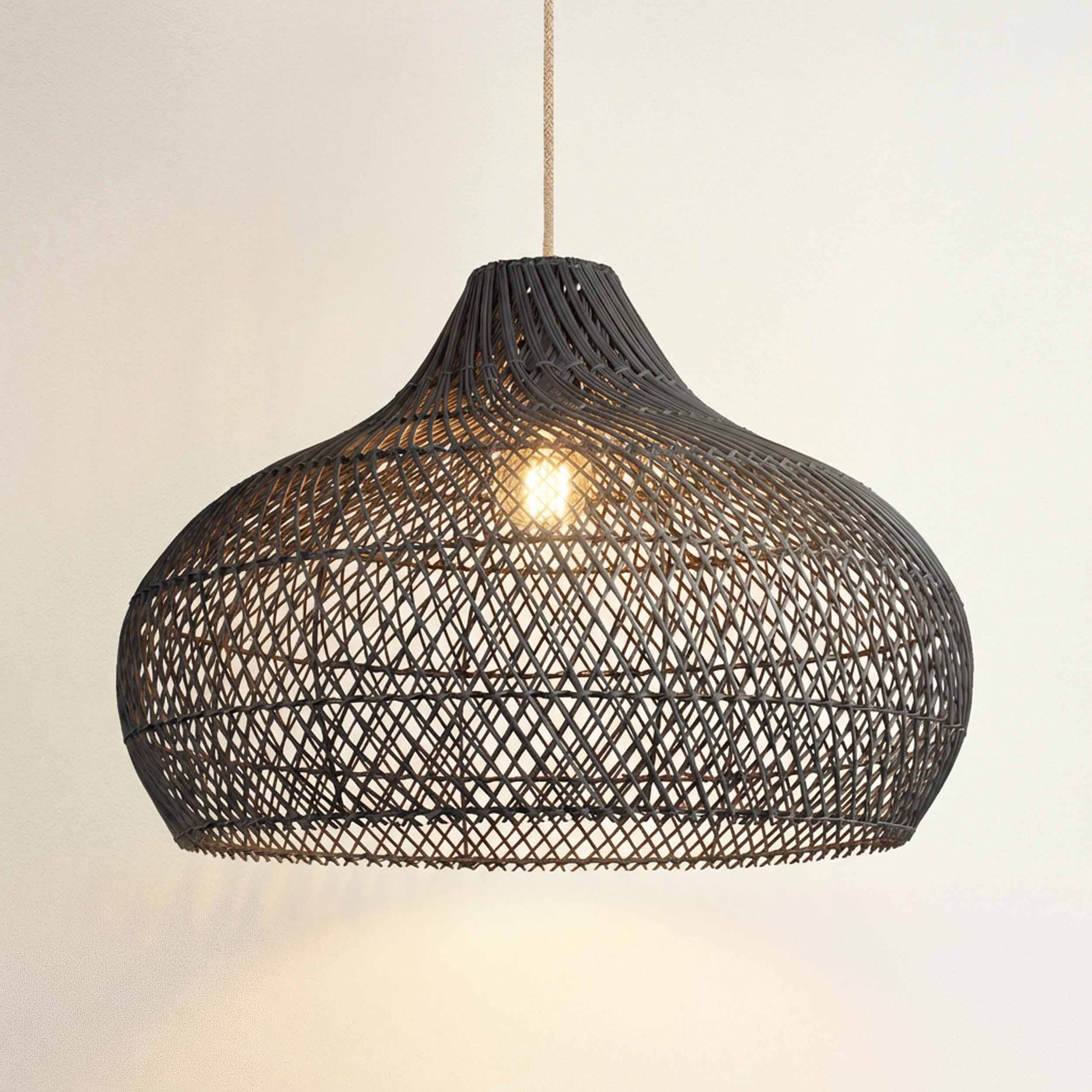 cover latigo woven rattan pendant light fixture on