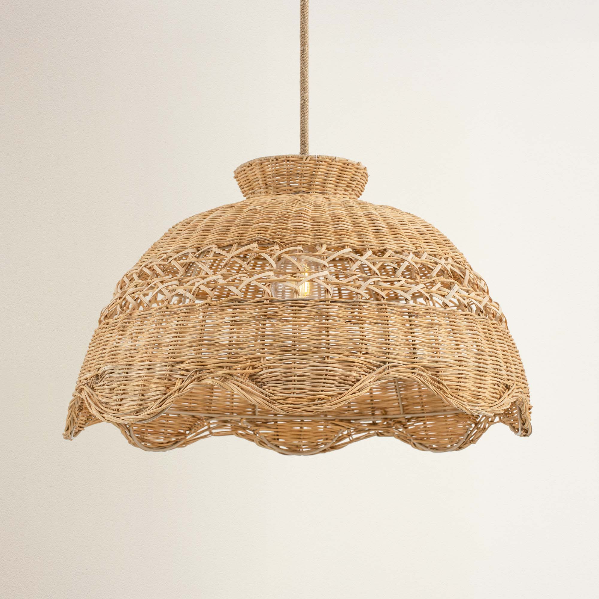 cover le perle wicker rattan pendant light off