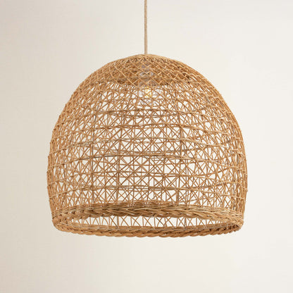cover lumiere woven rattan pendant light off