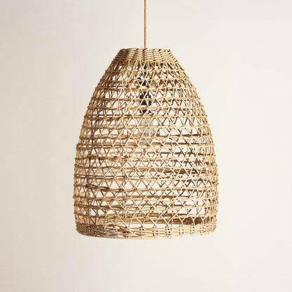 cover mazed lace woven rattan pendant light off