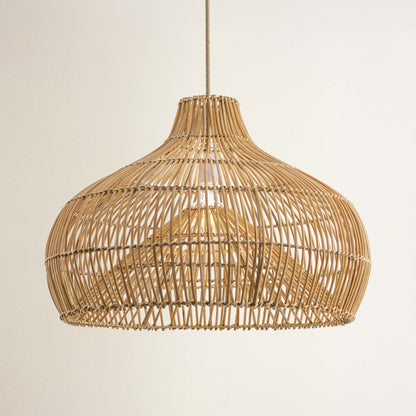 cover oceania cone woven rattan pendant light off