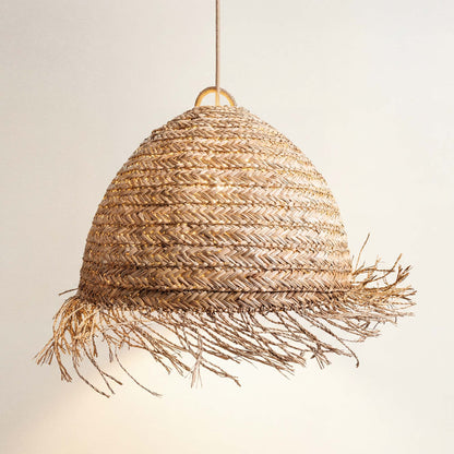 cover selene seagrass pendant light with woven fringes