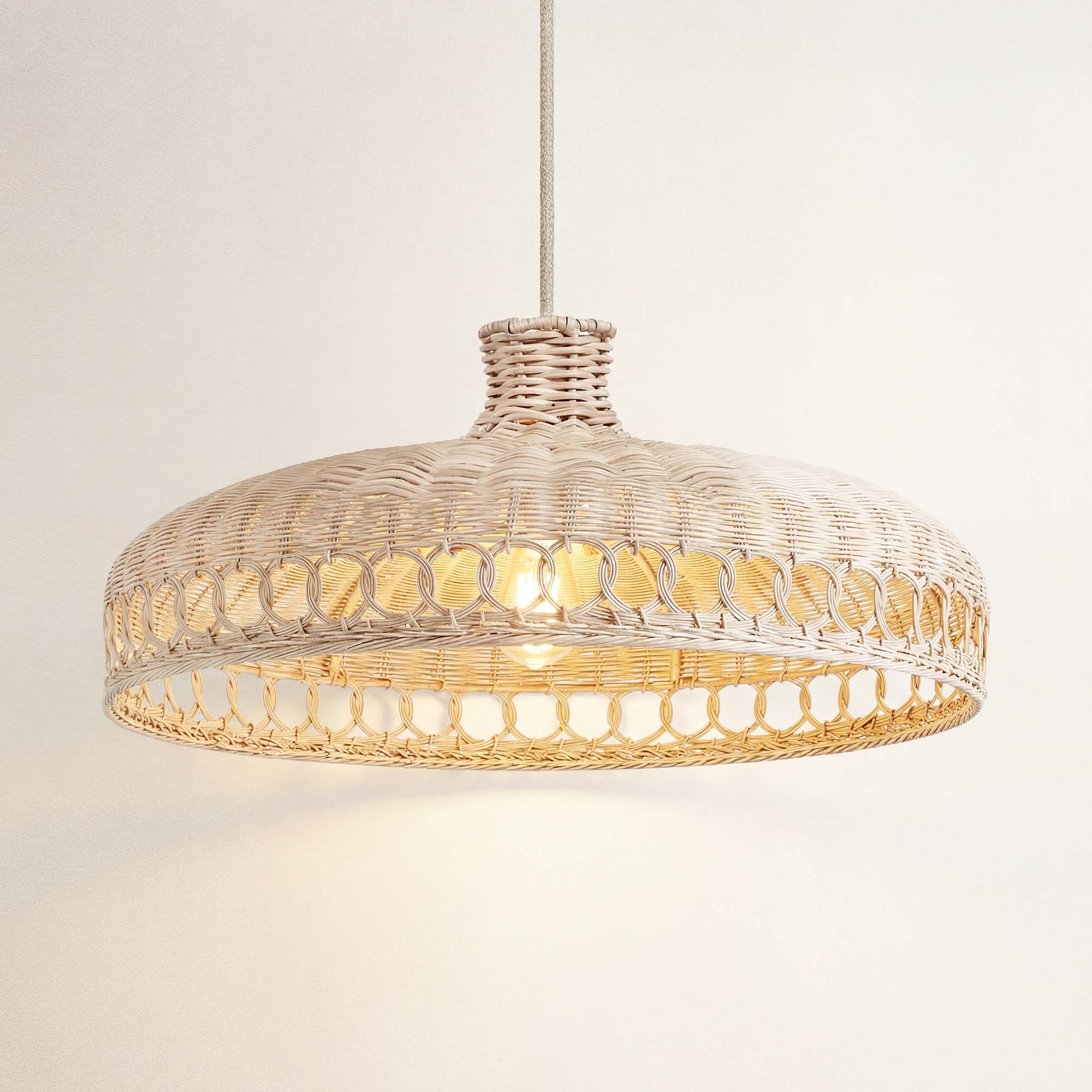 cover verona wicker rattan pendant light fixture, on