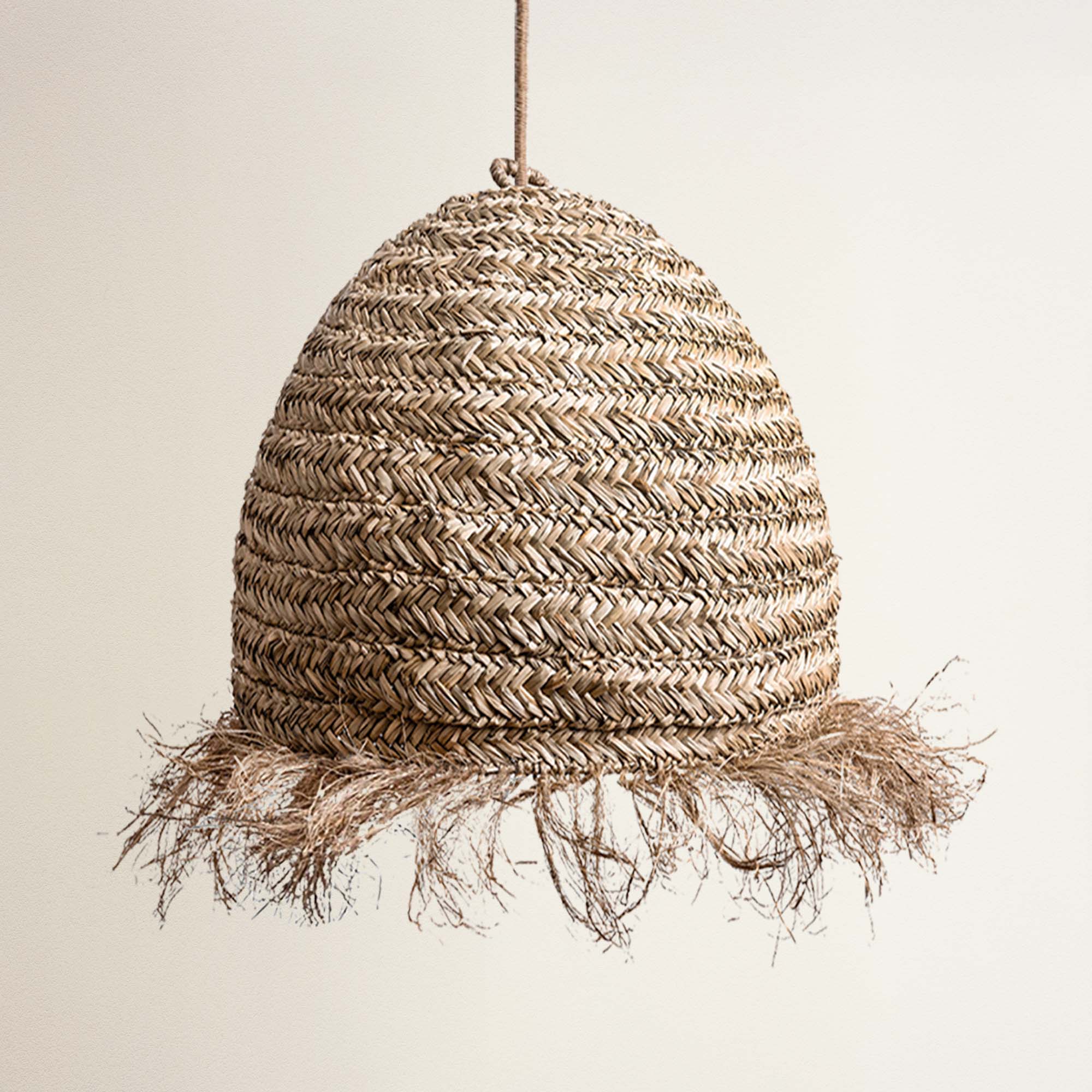 cover whispering seagrass pendant light woven with frayed edges, off