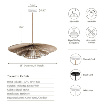 Outdoor Sammie Tier Rattan Pendant Light