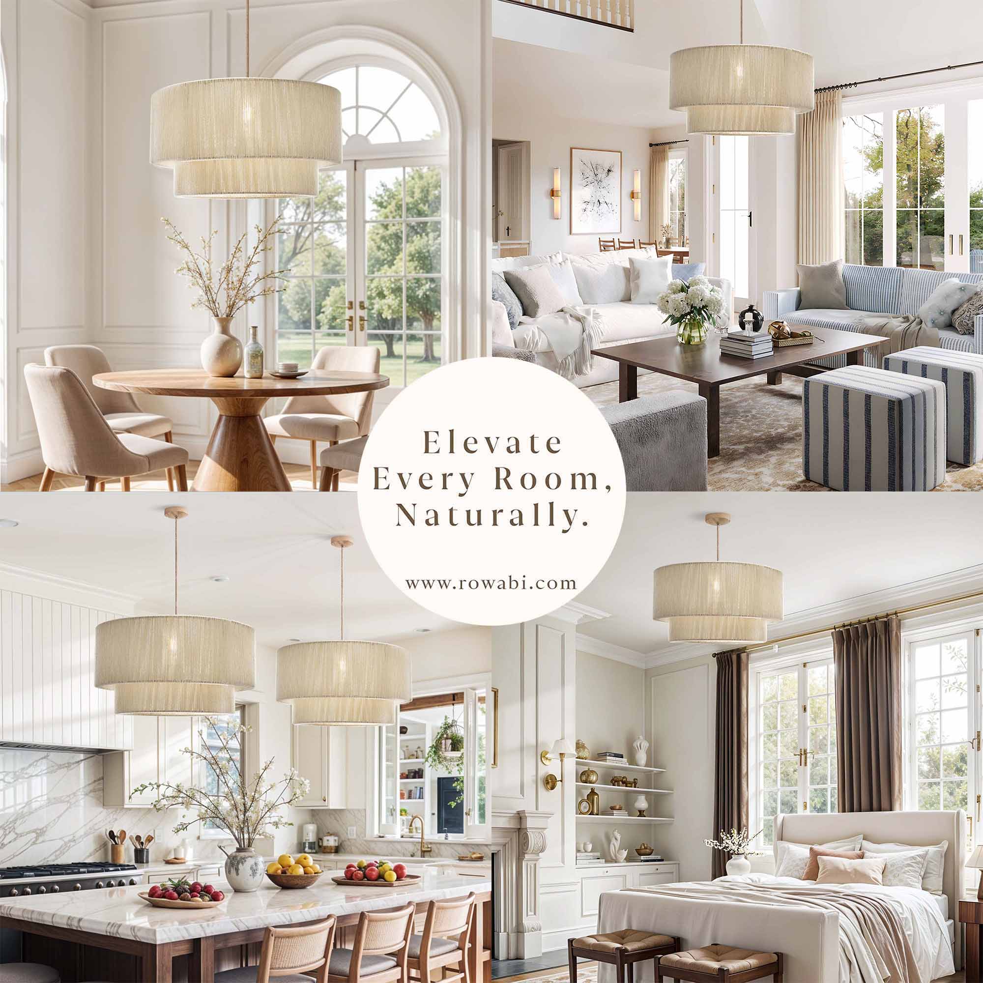 Luminous White Rattan Pendant Light