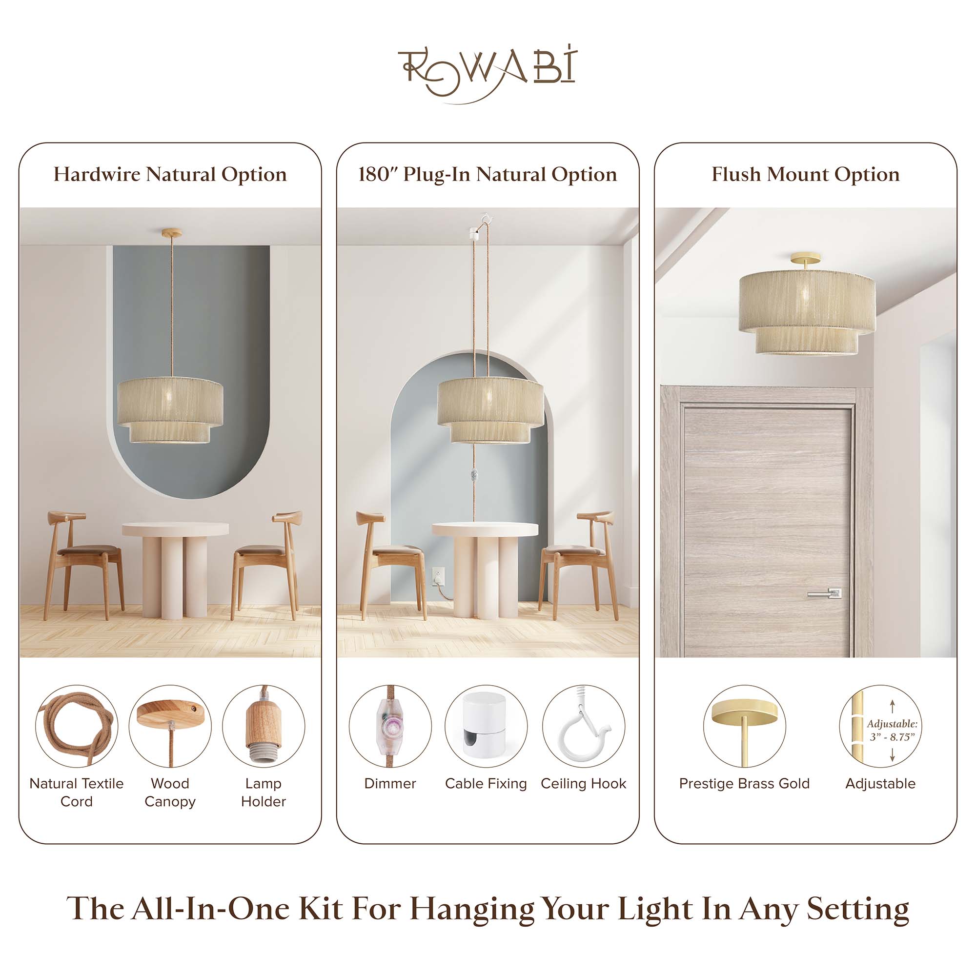 Luminous White Rattan Pendant Light