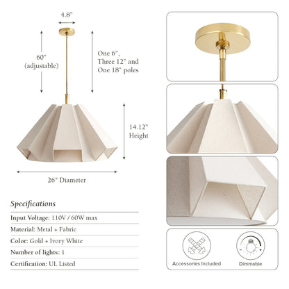 Geometric Linen Pendant Light