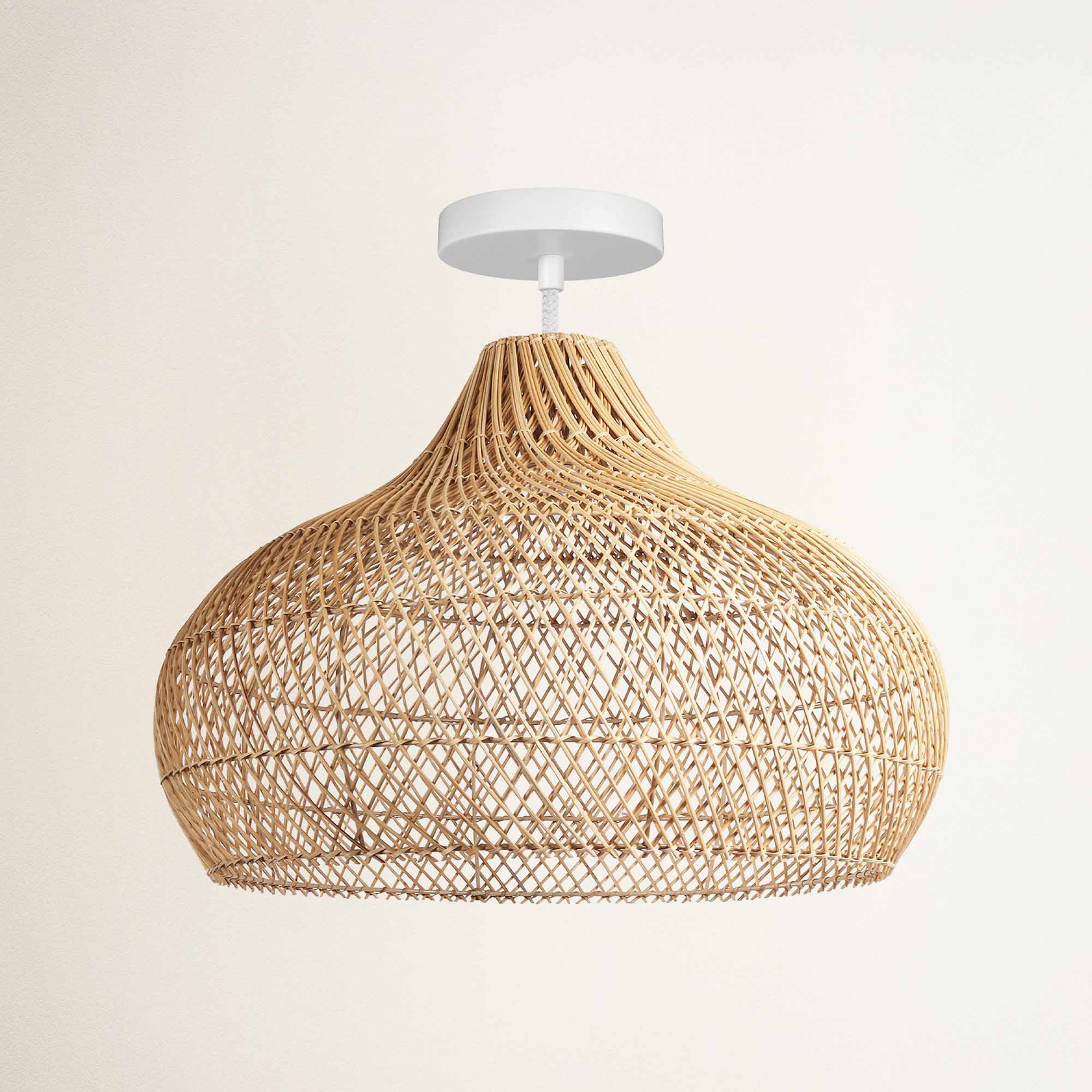 Kloe Black Rattan Flush Mount Light