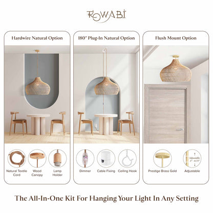 kloe rattan pendant light all in one kit