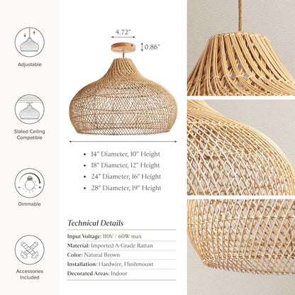 Kloe Rattan Flush Mount Light