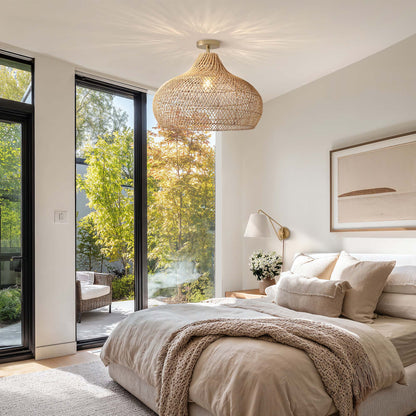 Kloe Rattan Flush Mount Light