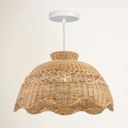 le perle hardwire white wicker pendant light