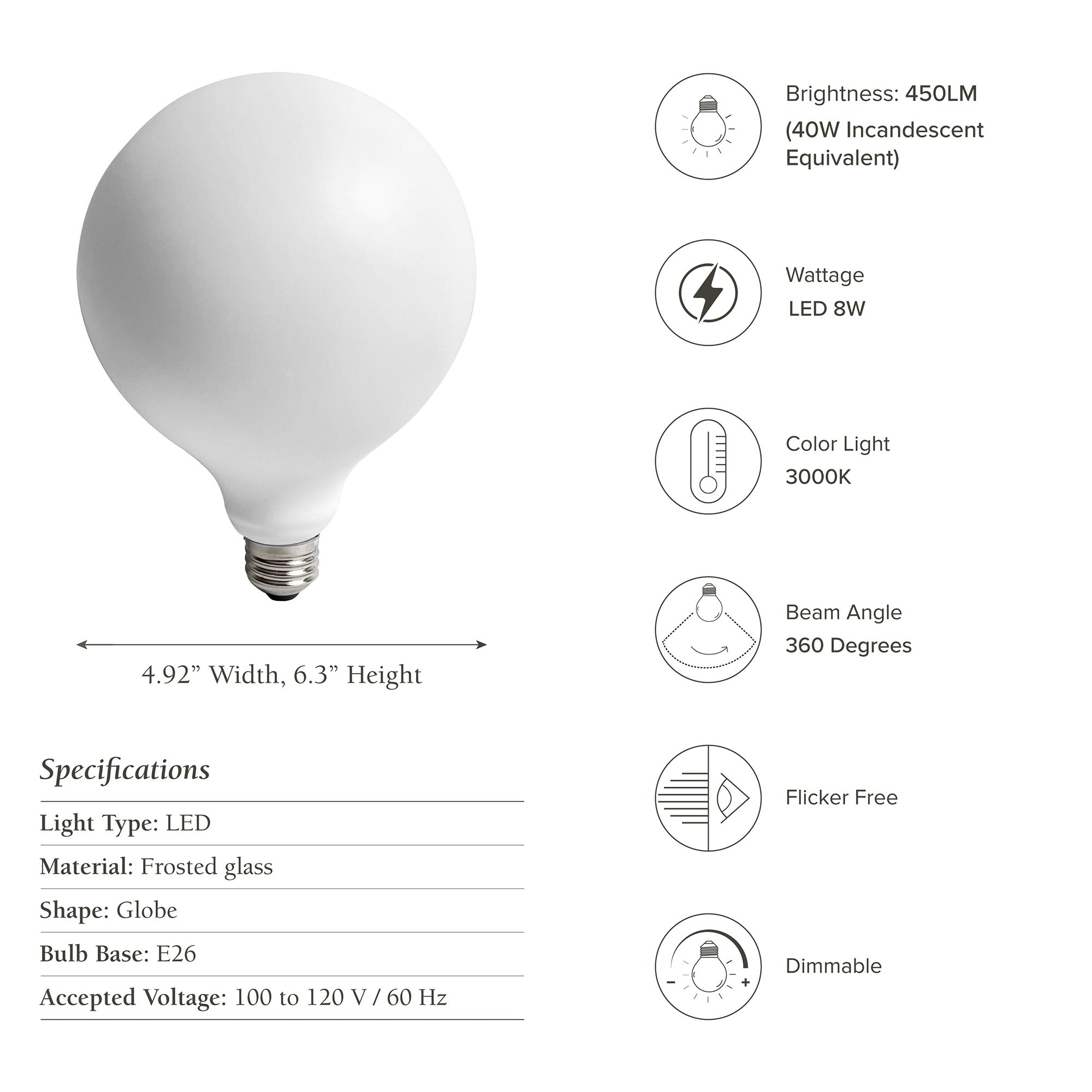 light bulb white glass e26