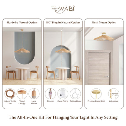 lotus pad rattan pendant light all in one kit